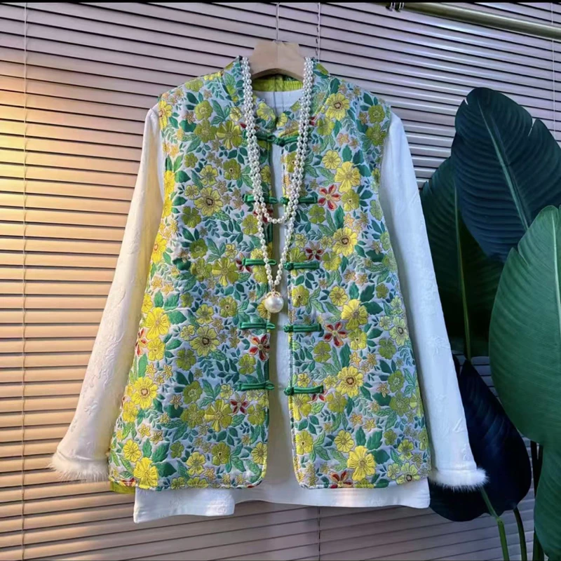 【好鑫晴】2025春季新款新中式刺绣马甲女国风上衣大码马夹