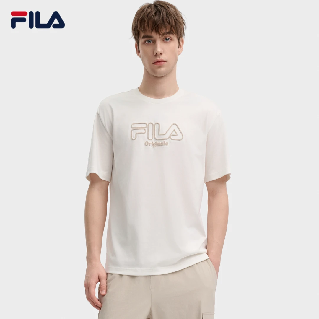 Fila/斐乐【经典大LOGO】男士短袖新款运动舒适凉感纯棉T恤夏日穿搭