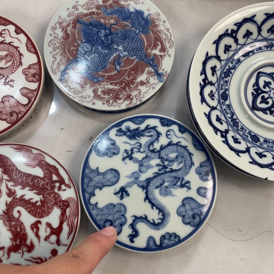 瓷片景德镇青花穿云龙盖置