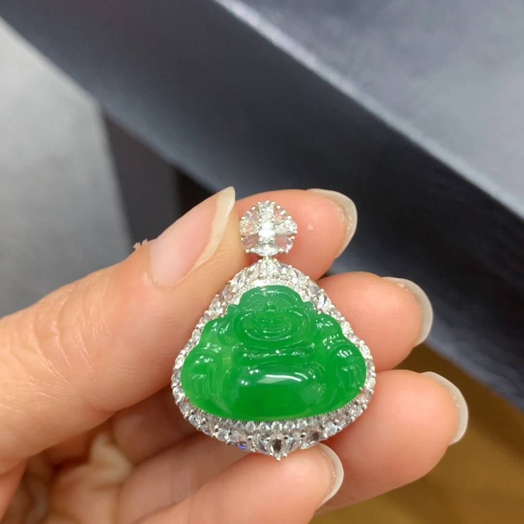 翡翠18K金镶嵌吊坠(不含链)