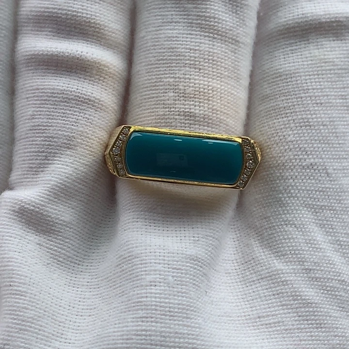 绿松石18K金镶嵌珠宝奇石