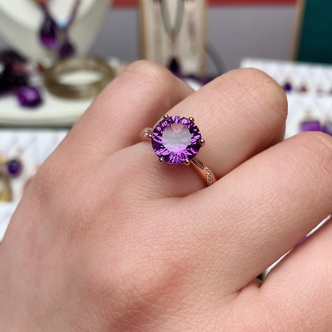 紫晶经典款戒指银S925镶嵌凌****