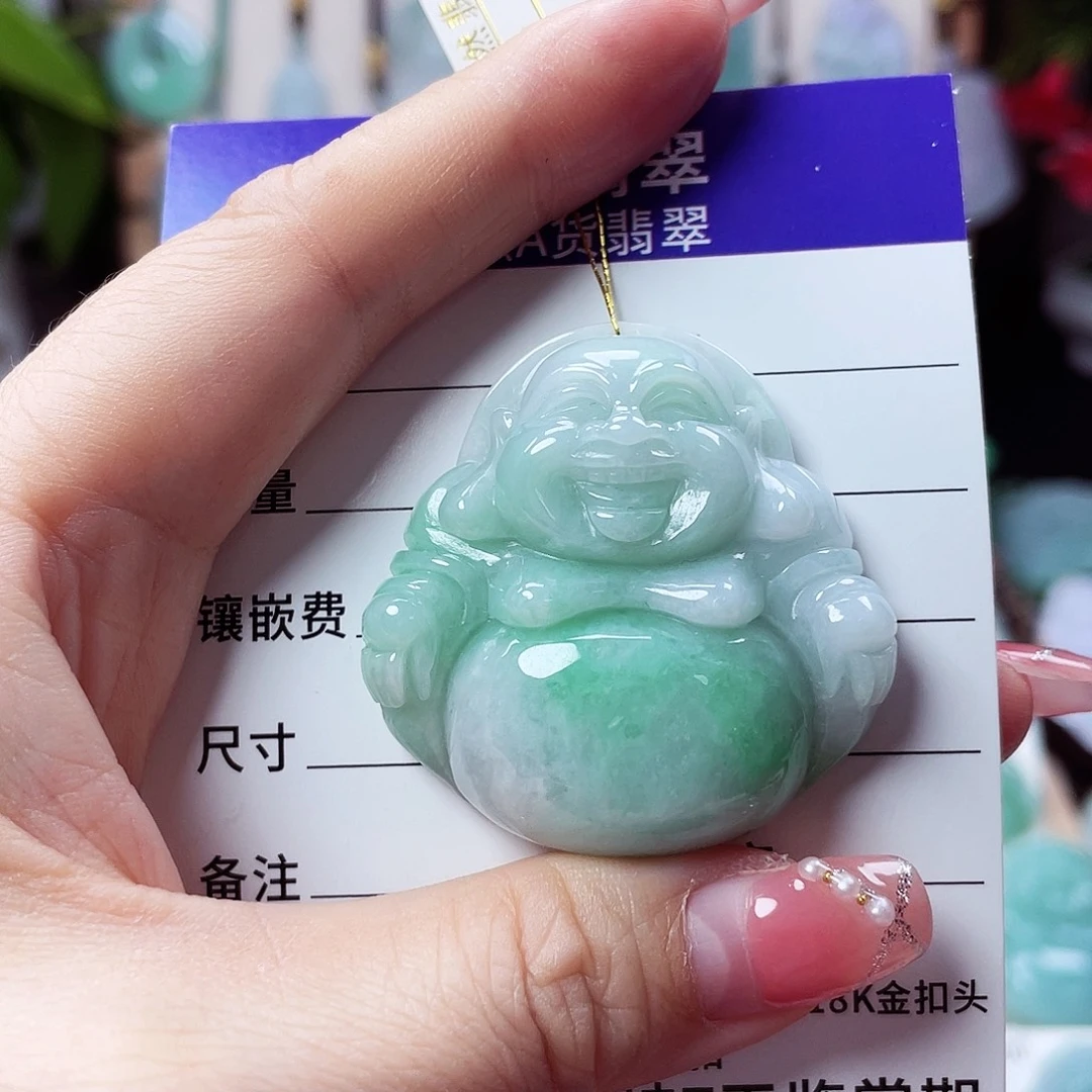 翡翠未镶嵌颈饰佛公33