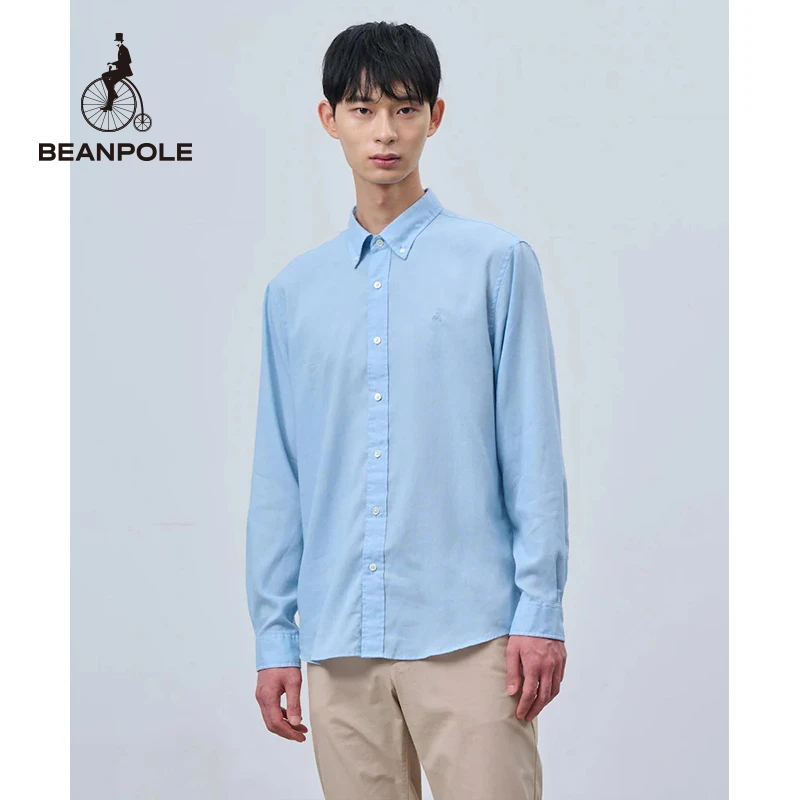 滨波  春夏新款男士美拉蓝优雅简约纯色长袖衬衫BC4364C22