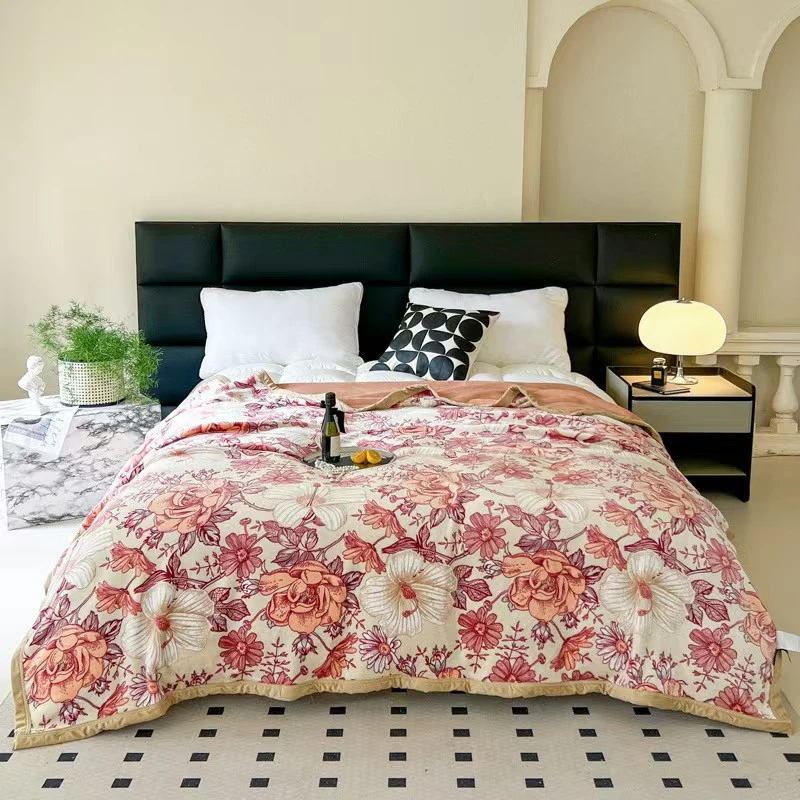 复古法兰绒双层毛毯单双人加厚床单盖毯（春娇）