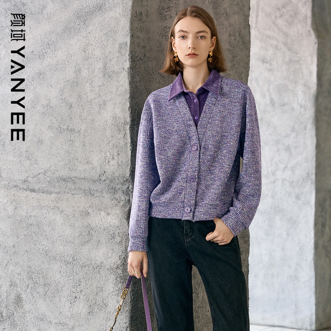 颜域免搭配 假两件针织衫简约时尚气质宽松