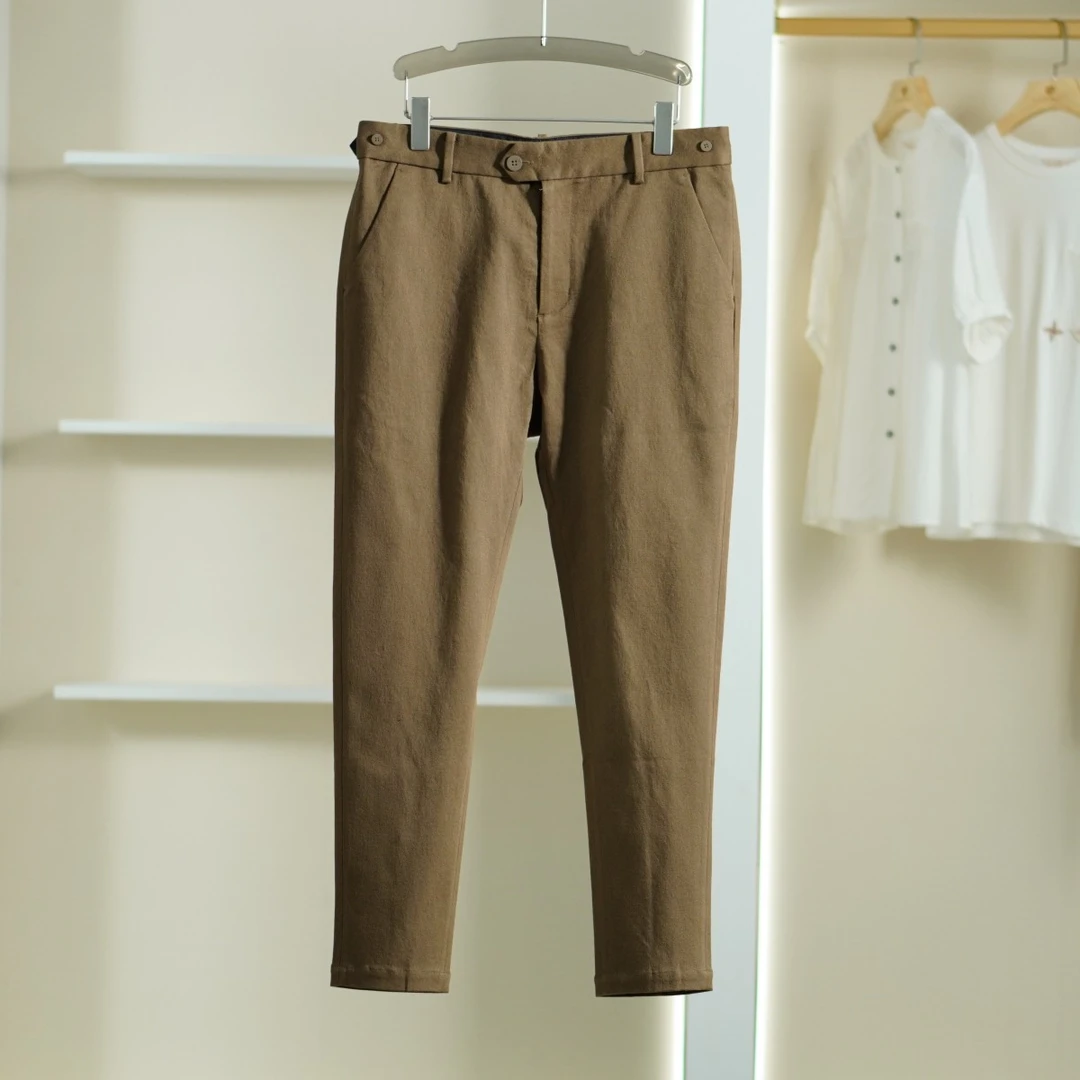 一路童行 布J系列 B238 男装春简约休闲裤 灰绿 BM94KB0222