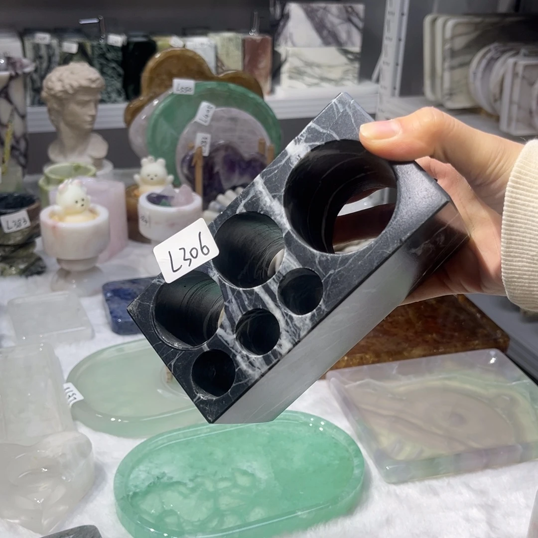 邓***家石材天然奢石大理石摆件牙刷架306