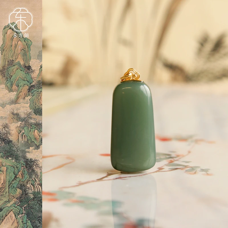 东方俪DOFUNLY【扶摇上】和田玉无事牌吊坠18k金精美FQDZ川骛