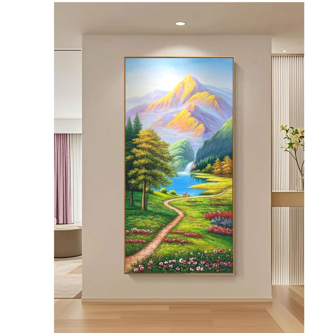 【繁华铺路.前程顺】金山聚宝盆山水玄关入户走廊过道装饰画