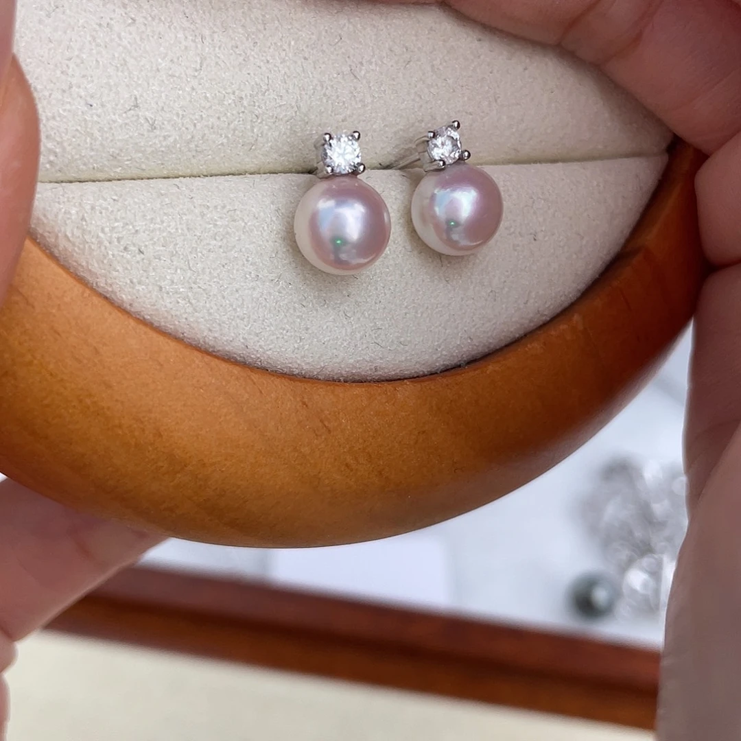 银S925镶嵌海水珍珠耳饰