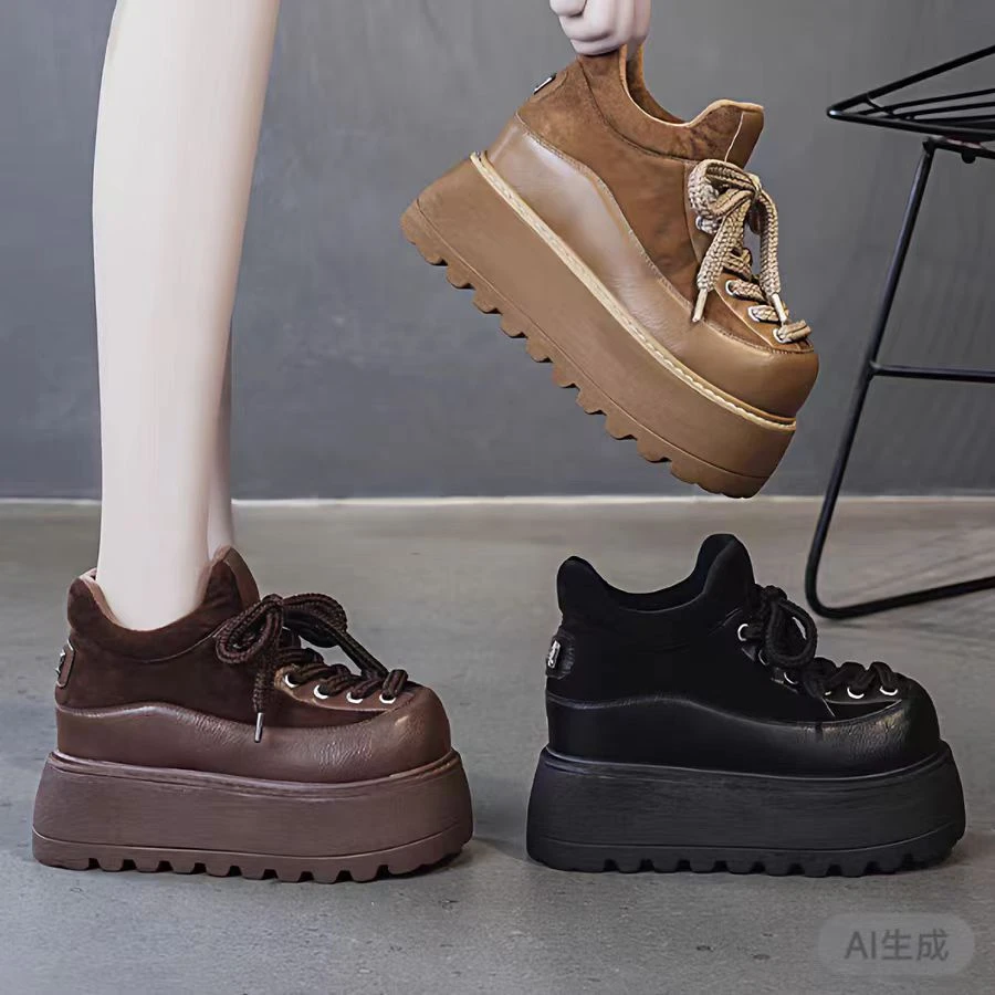 加绒爆款增高乐福鞋女2025新款百搭厚底舒适秋冬加绒潮流休闲鞋