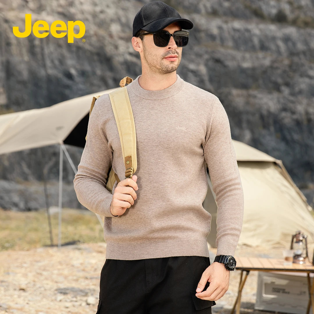 JEEP/吉普【100%绵羊毛】秋冬精纺加厚纯羊毛衫圆领毛衣P743MKS069