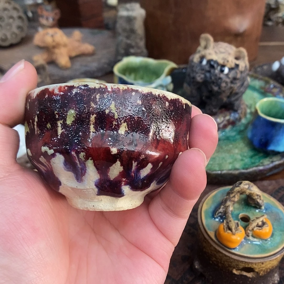 手工制作柴烧茶具