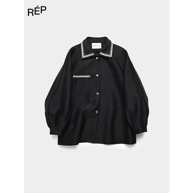 REP-JUNWEILIN设计师品牌串珠宫廷花边装饰廓形外套 25SS 买手店