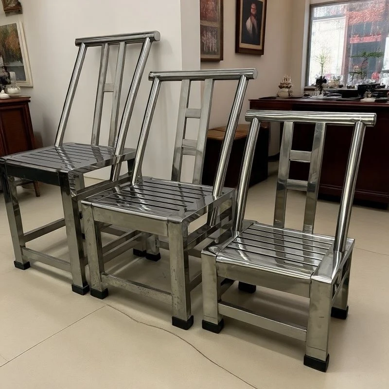 梯椅木质不锈钢靠背椅餐椅防水防滑凳子加厚家用靠椅工作操作椅子