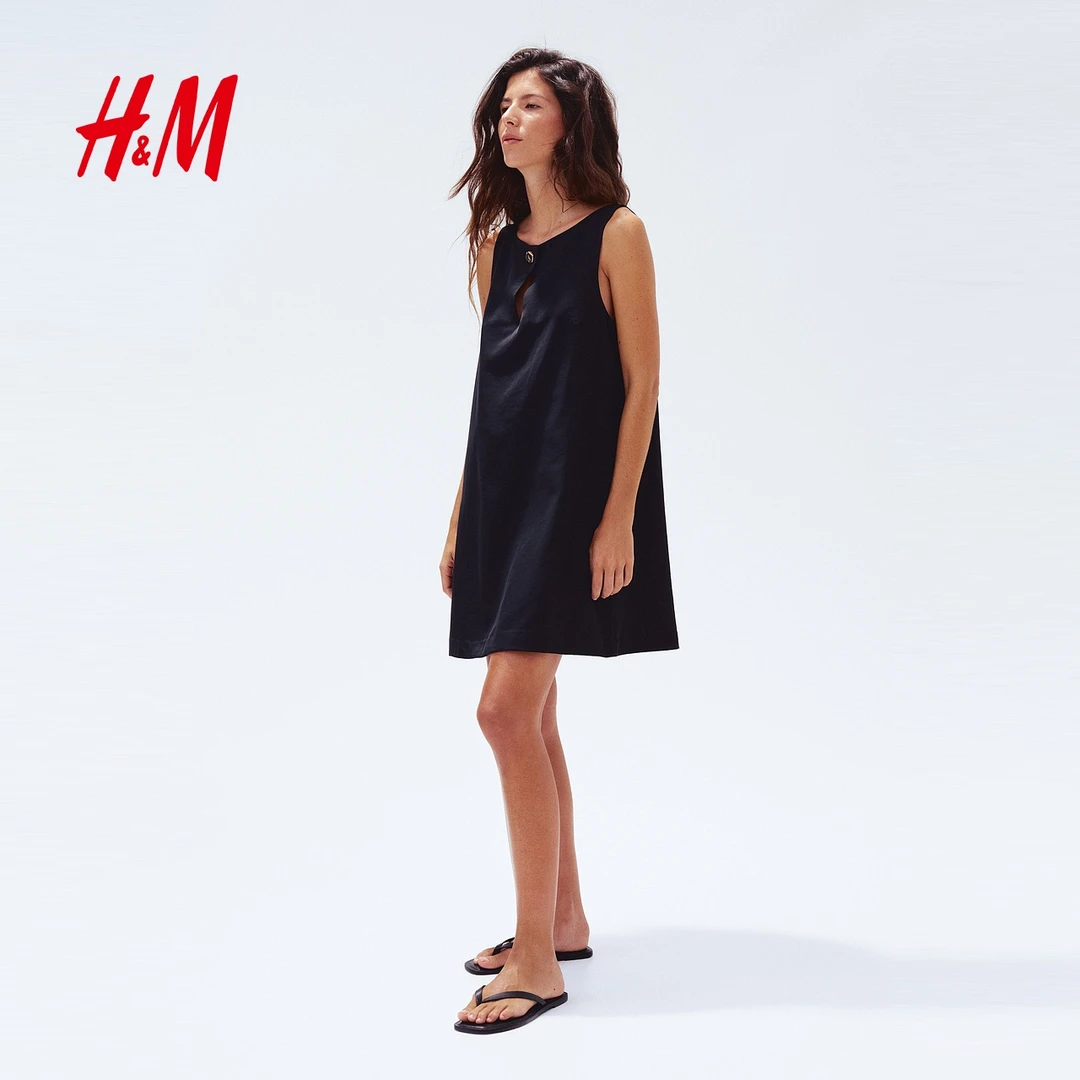 HM2025年夏季新款女装流光风A字连衣裙1290380