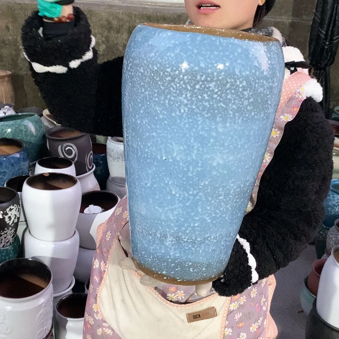紫砂花盆瑕疵口20高38瑕疵