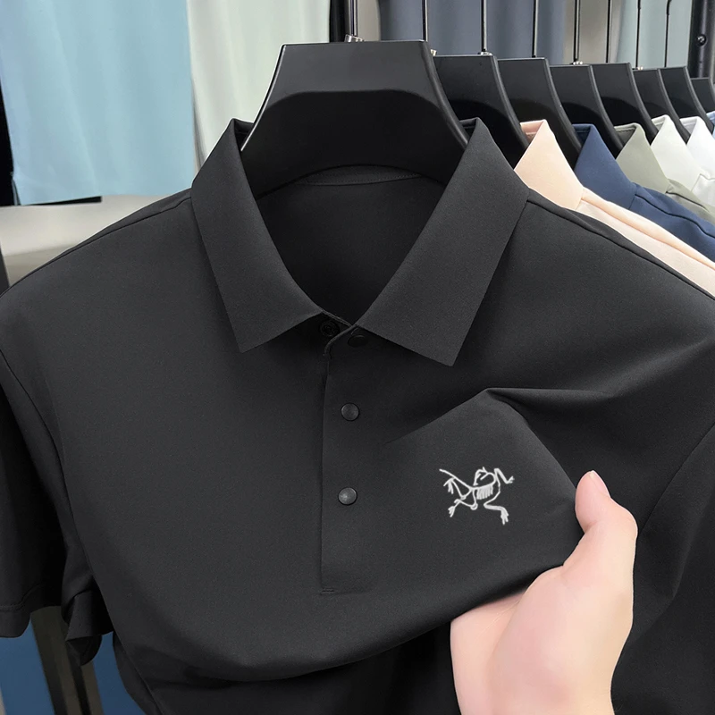 【奥莱撤柜】刺绣男士翻领短袖polo衫夏季冰丝无痕速干休闲t恤