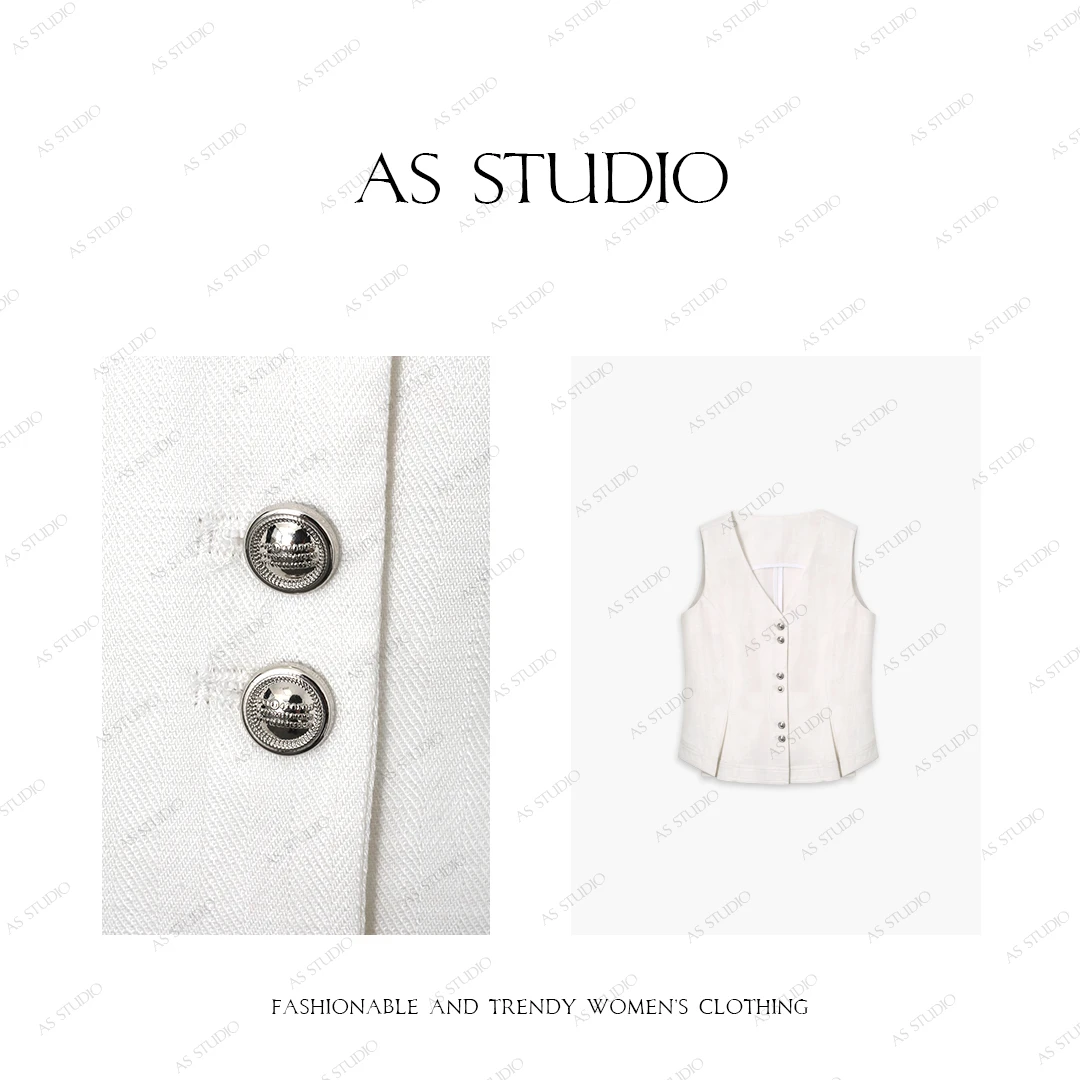 【AS课代表】25新高级知性老钱感百搭天丝苎麻马甲AS25CMJ3311