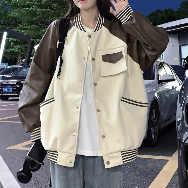 238韩版休闲男友风宽松棒球服外套