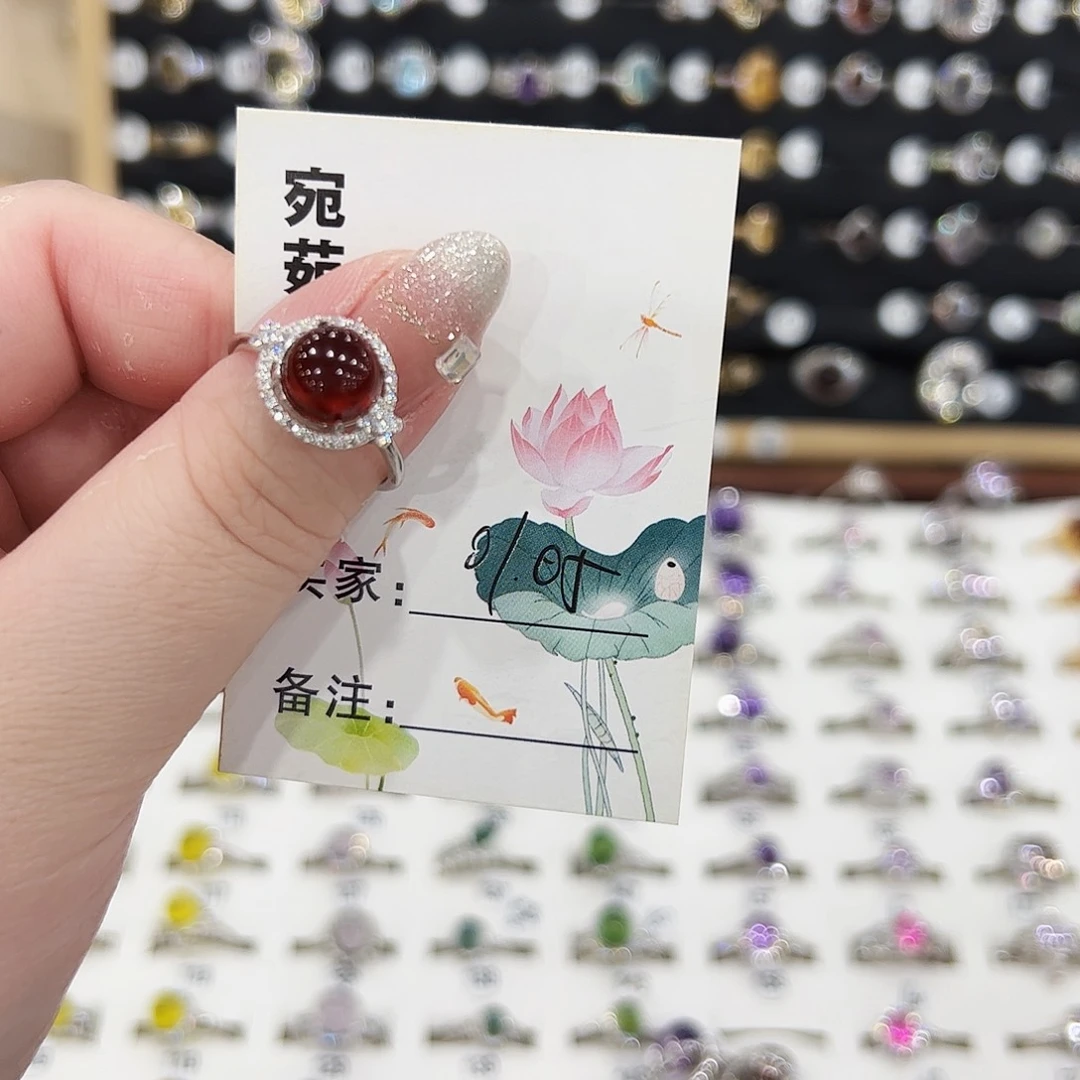 0***5石榴石戒指银S925镶嵌戒指