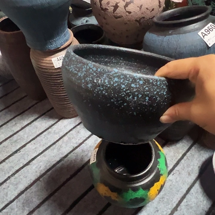 粗陶盆默认打孔高11口19
