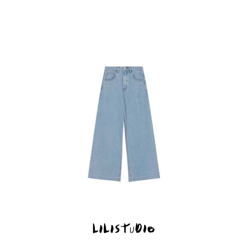 PCNY「条纹仔裤」不理理春季新款女装时尚休闲条纹百搭直筒牛仔裤女