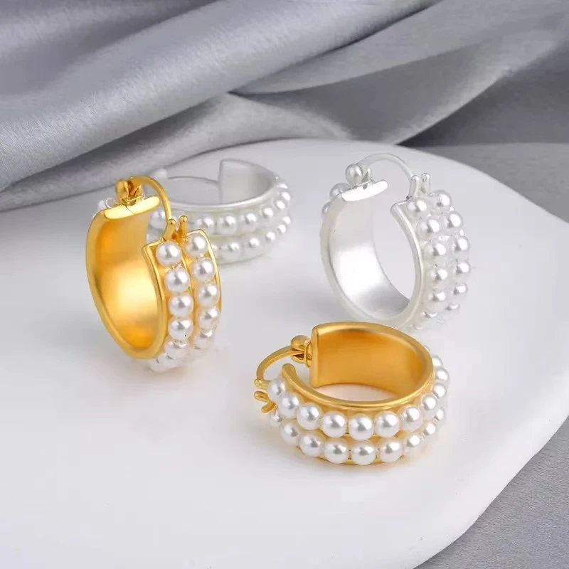 米梵缇 铜合金耳饰 法式时尚气质双排耳扣小众设计轻奢耳环女