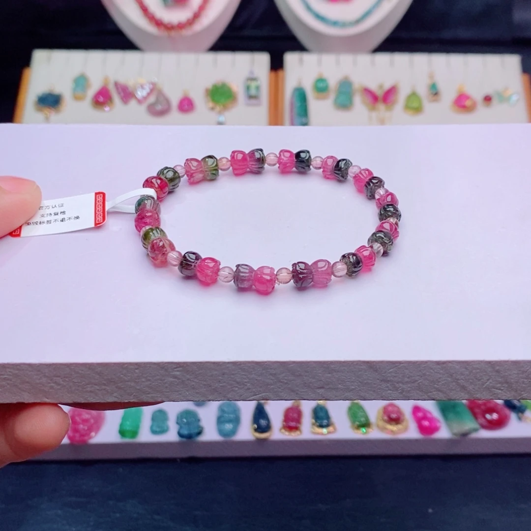 未镶嵌单圈手链m碧玺西瓜莲花珠