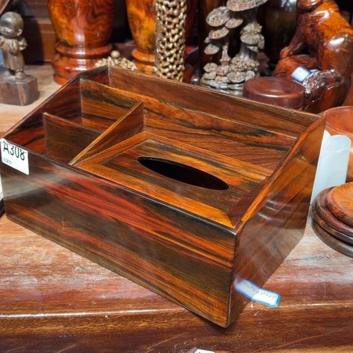 交趾黄檀（大红酸枝）酸枝多用纸抽盒29/18-14.5