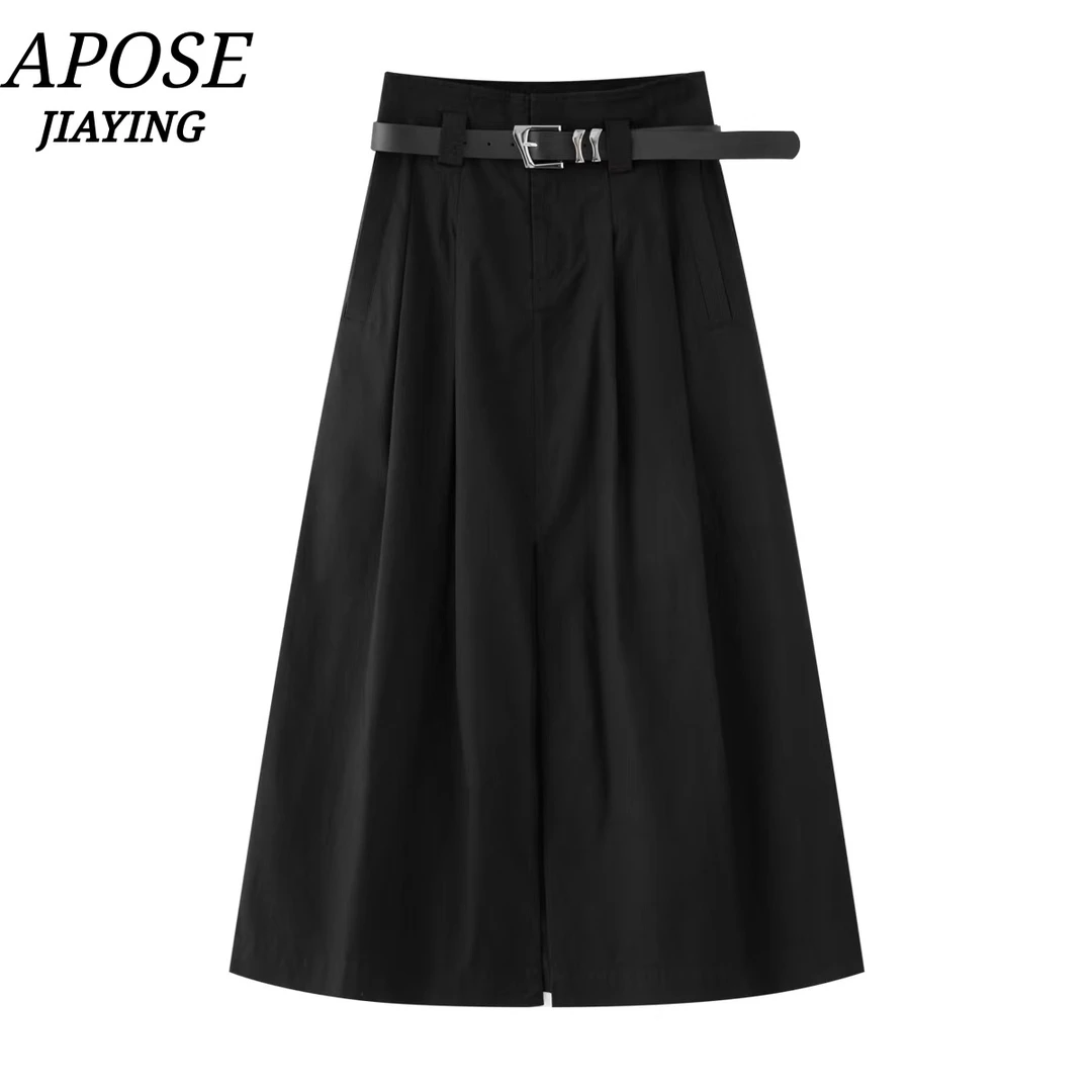 【艾家商场同款】2025夏季新款显瘦气质高腰中长款半身裙3509