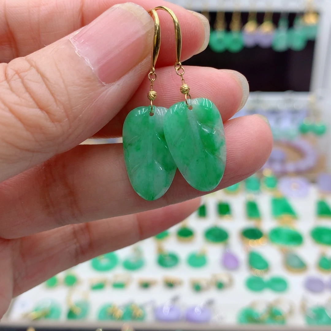 翡翠18K金镶嵌耳饰