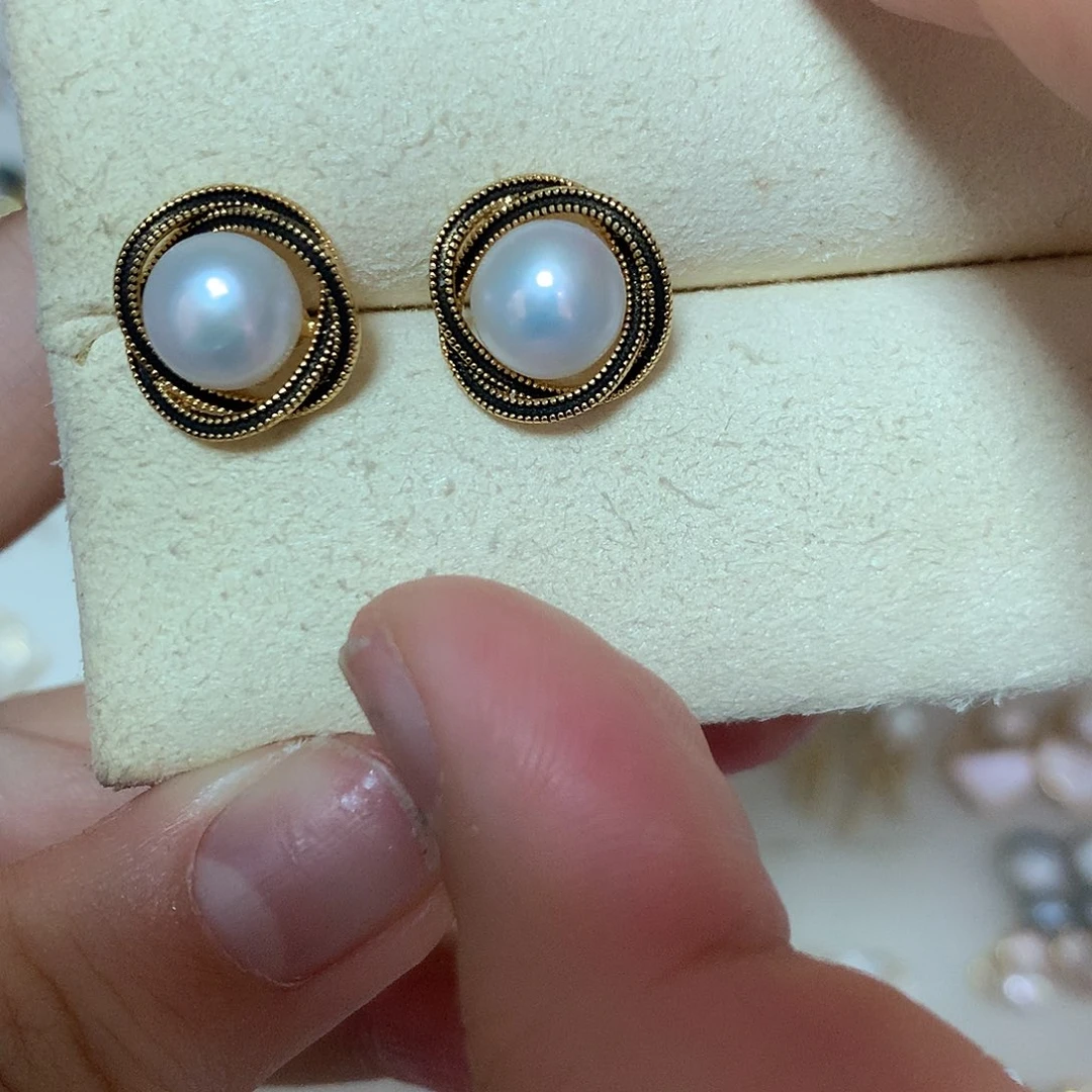 淡水珍珠耳饰合金