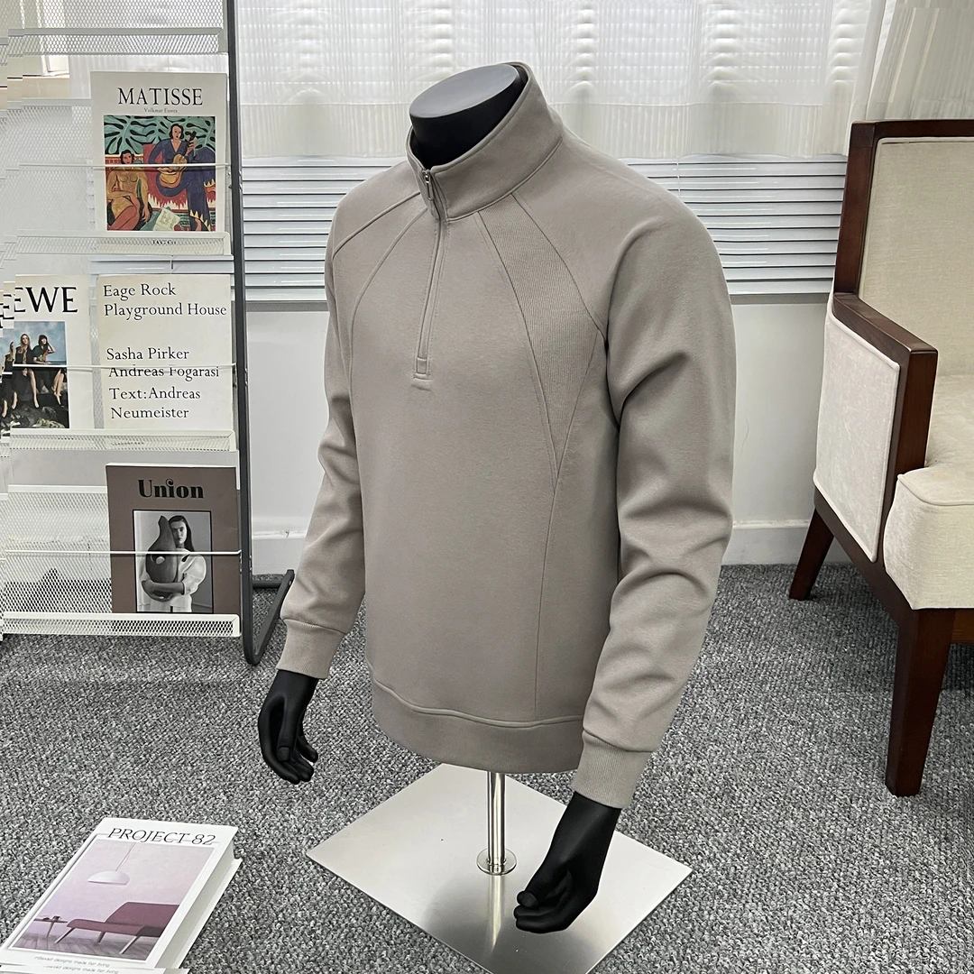半拉链高领卫衣男款无帽潮流痞帅春秋款男装2025新款重磅长袖t恤