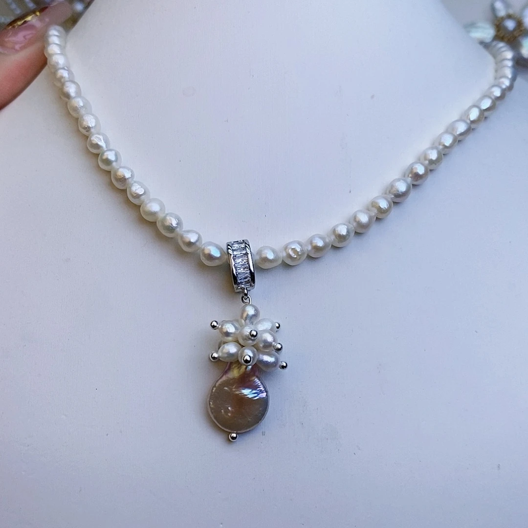 淡水珍珠颈饰银S925镶嵌