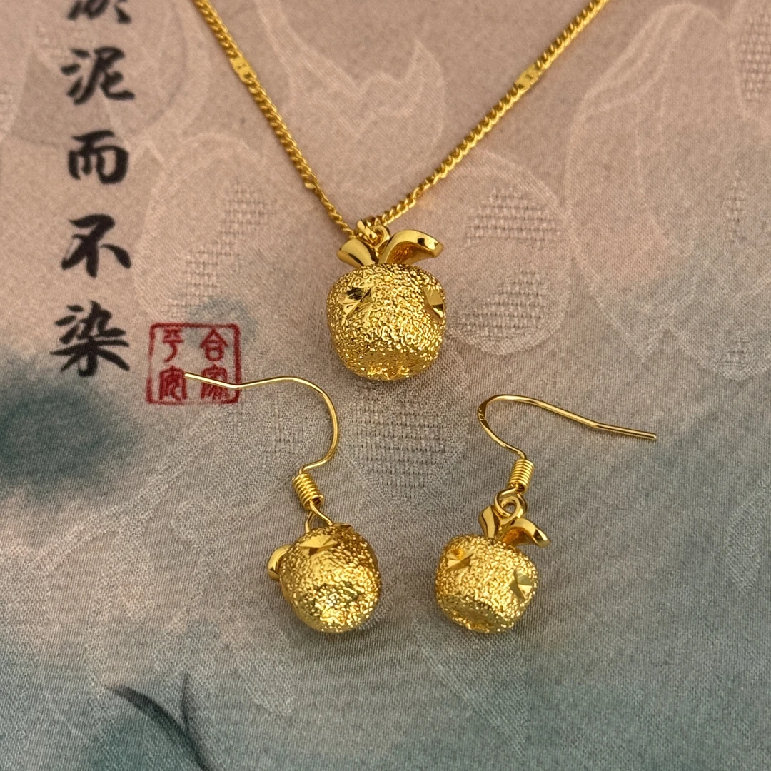 925银耳钩 【金苹果】新款苹果吊坠女甜美百搭磨砂平安果耳环