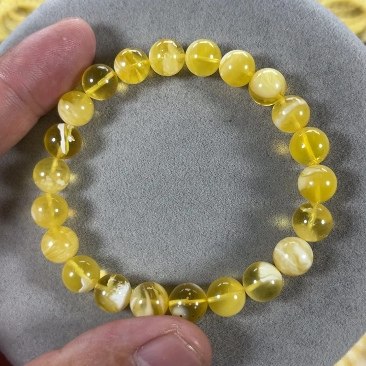 未镶嵌蜜蜡手串纯天然俄料金白