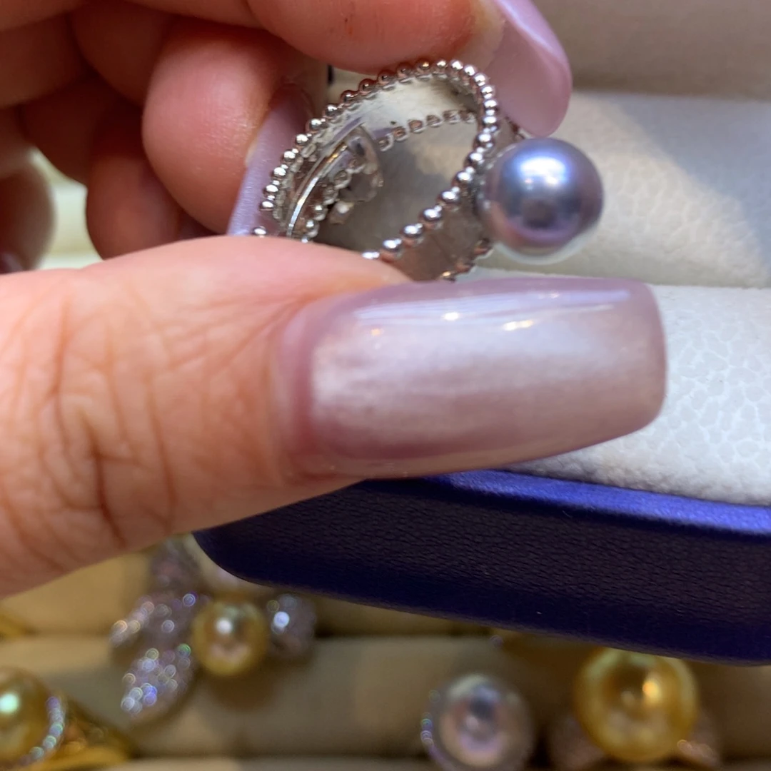 银S925镶嵌戒指海水珍珠