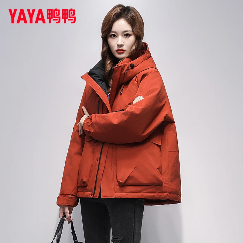 YAYA/鸭鸭羽绒服女2025年情侣新款运动户外工装防风爆款加厚保暖