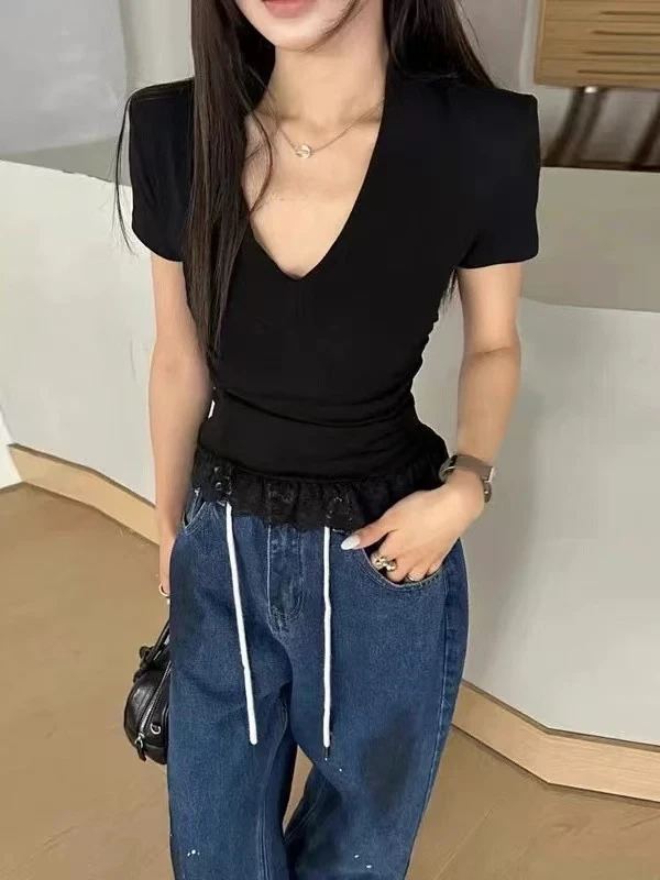 2025（100-199）辣妹韩版女装短袖t夏季修身气质时尚