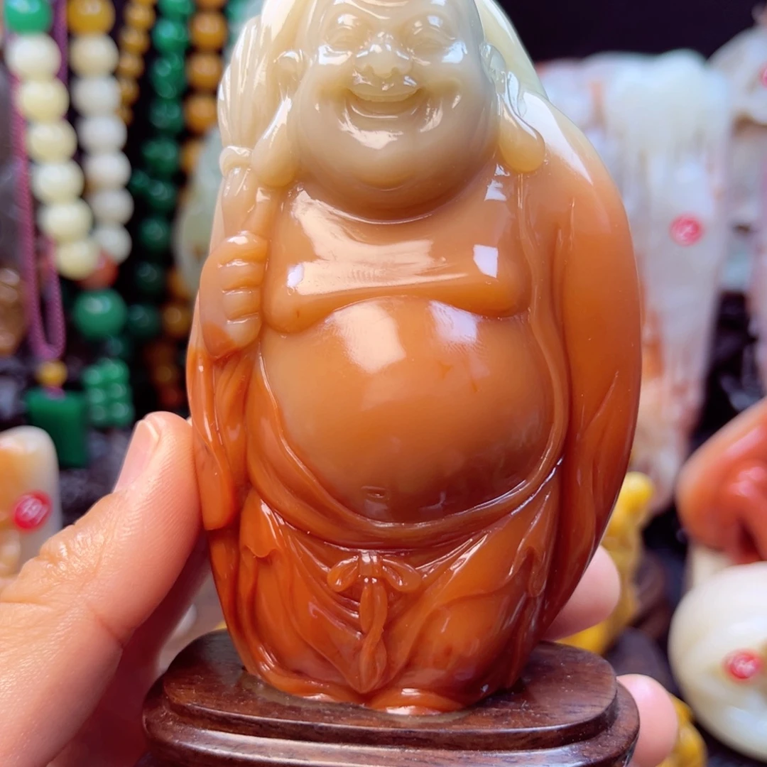 寿山石弥勒笑佛摆件