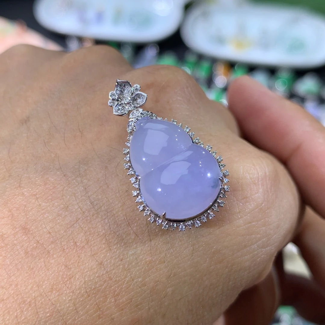 翡翠18K金镶嵌吊坠(不含链)