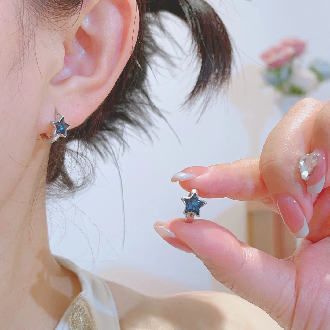 星星耳圈耳环养耳洞女小众设计轻奢耳扣耳饰-608