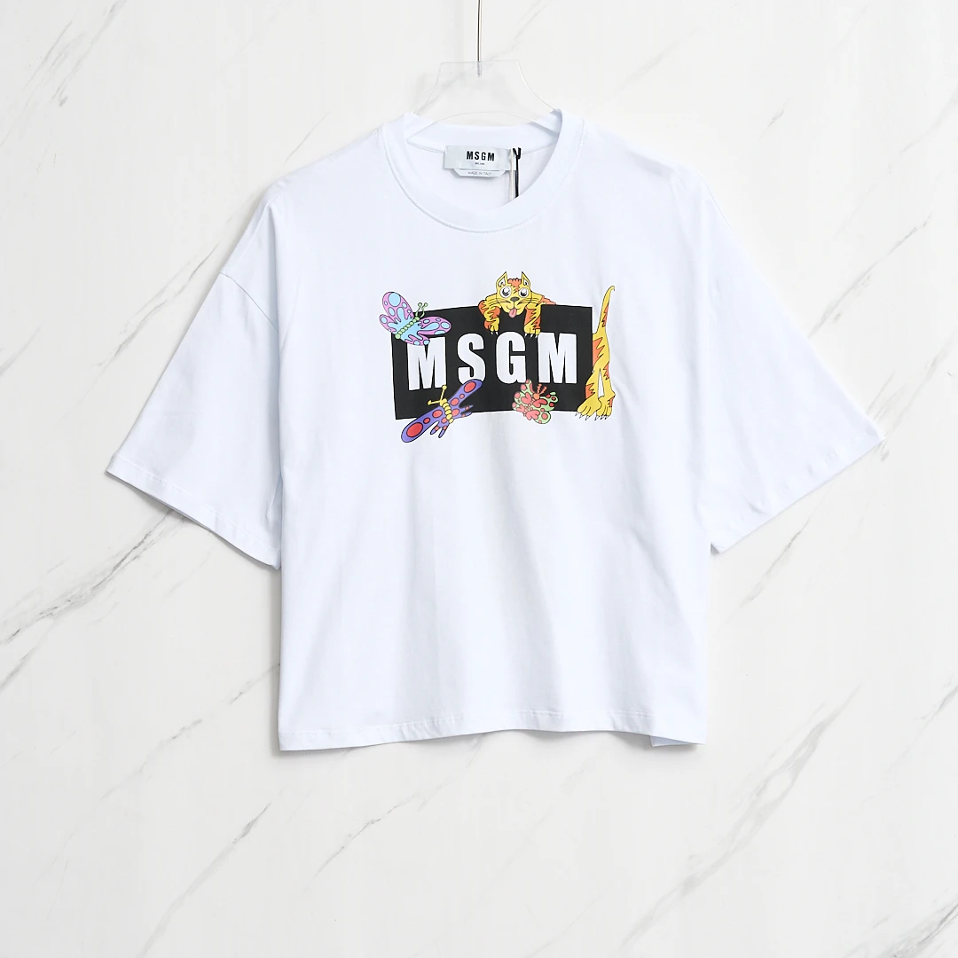 全新未使用/MSGM女士动物图案印花T恤MGGU00120