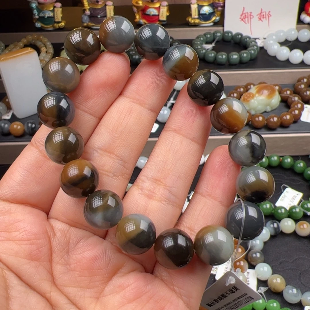 手链未镶嵌和田玉颗颗精品楼兰三色卡12