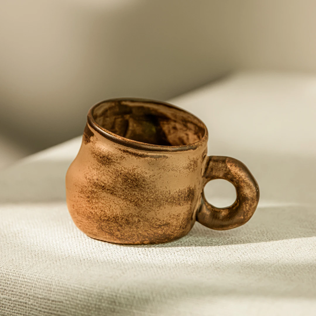 YE HOME 复古异形杯粗陶手作马克杯家用咖啡杯创意小众手捏日式杯