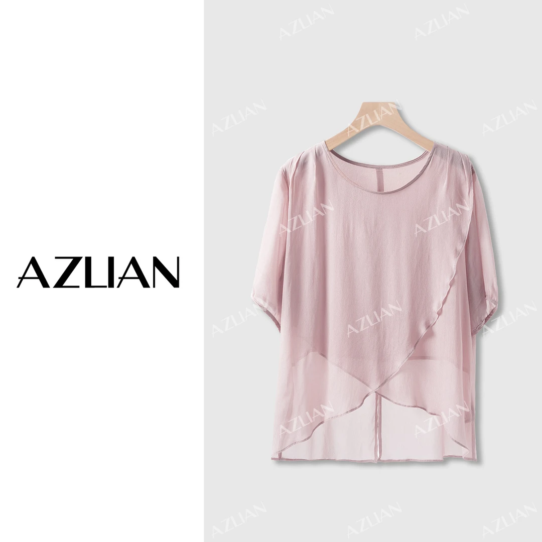 夏季荷叶双层优雅气质斜开叉上衣显瘦防晒小衫全圆满 PX-1746