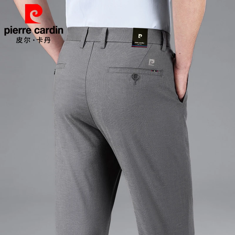 皮尔卡丹高端商务休闲中年男士亚麻西裤春夏薄款直筒免烫抗皱长裤