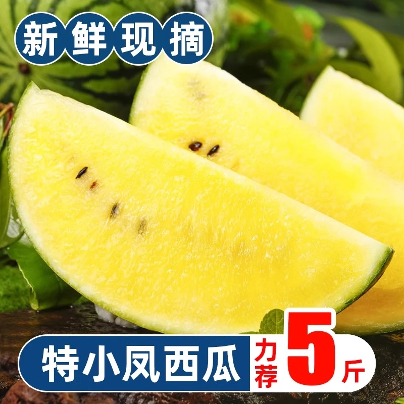 冰淇淋西瓜特小凤黄心西瓜新鲜现摘甜酥脆黄肉瓤多汁5斤整箱特产